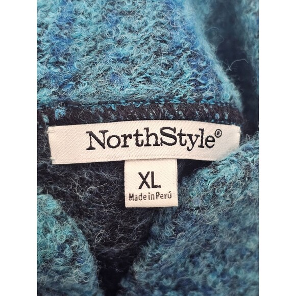 ALK Women's XL NorthStyle Teal Floral Embroidered Tunic Alpaca Blnd Cardigan EUC - Picture 6 of 9